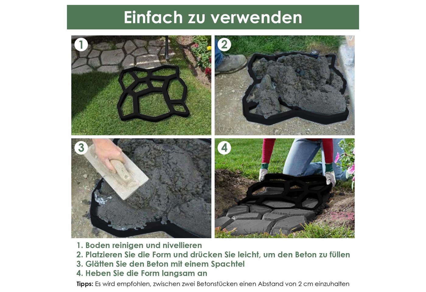 Clanmacy Gipsfaserplatten 5X Pflasterform Gehwegplatten Pflasterschablone Betonform – Bild 4 von 5