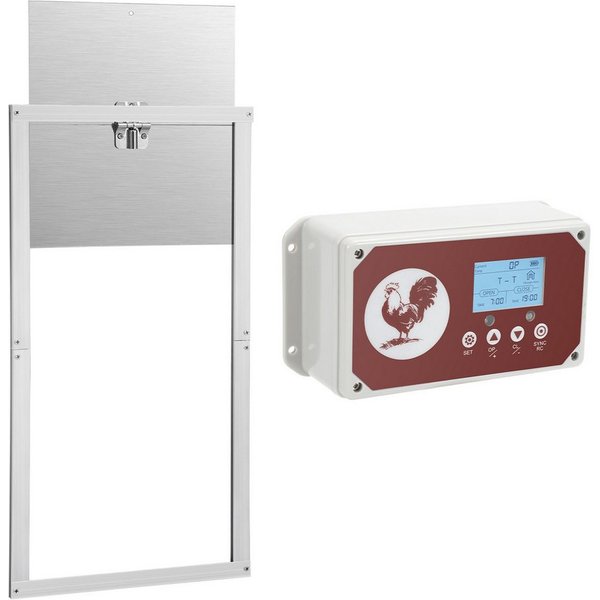 Clanmacy Haustierklappe Hühnerstall Automatische Aluminiumlegierung/ABS Hühnertür mitSchieber, Timer-Steuerung, Einklemmschutz