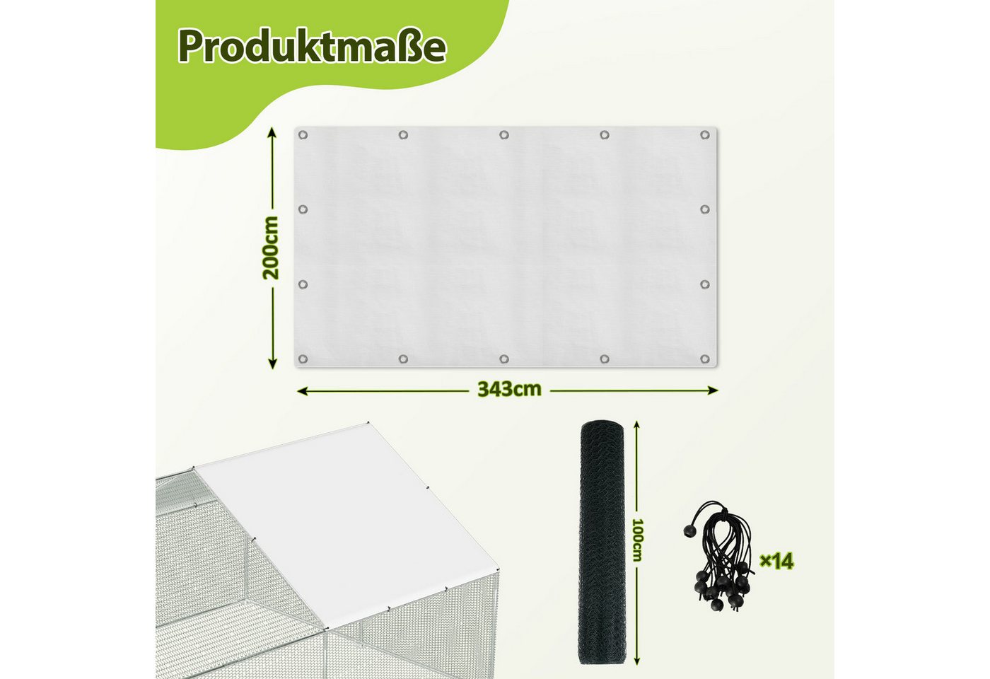 Clanmacy Hühnerstall PE-Dachplane 2x3,43m für Hühnerstall, wasser- & UV-beständig, Wasser- und UV-beständig – Bild 2 von 5