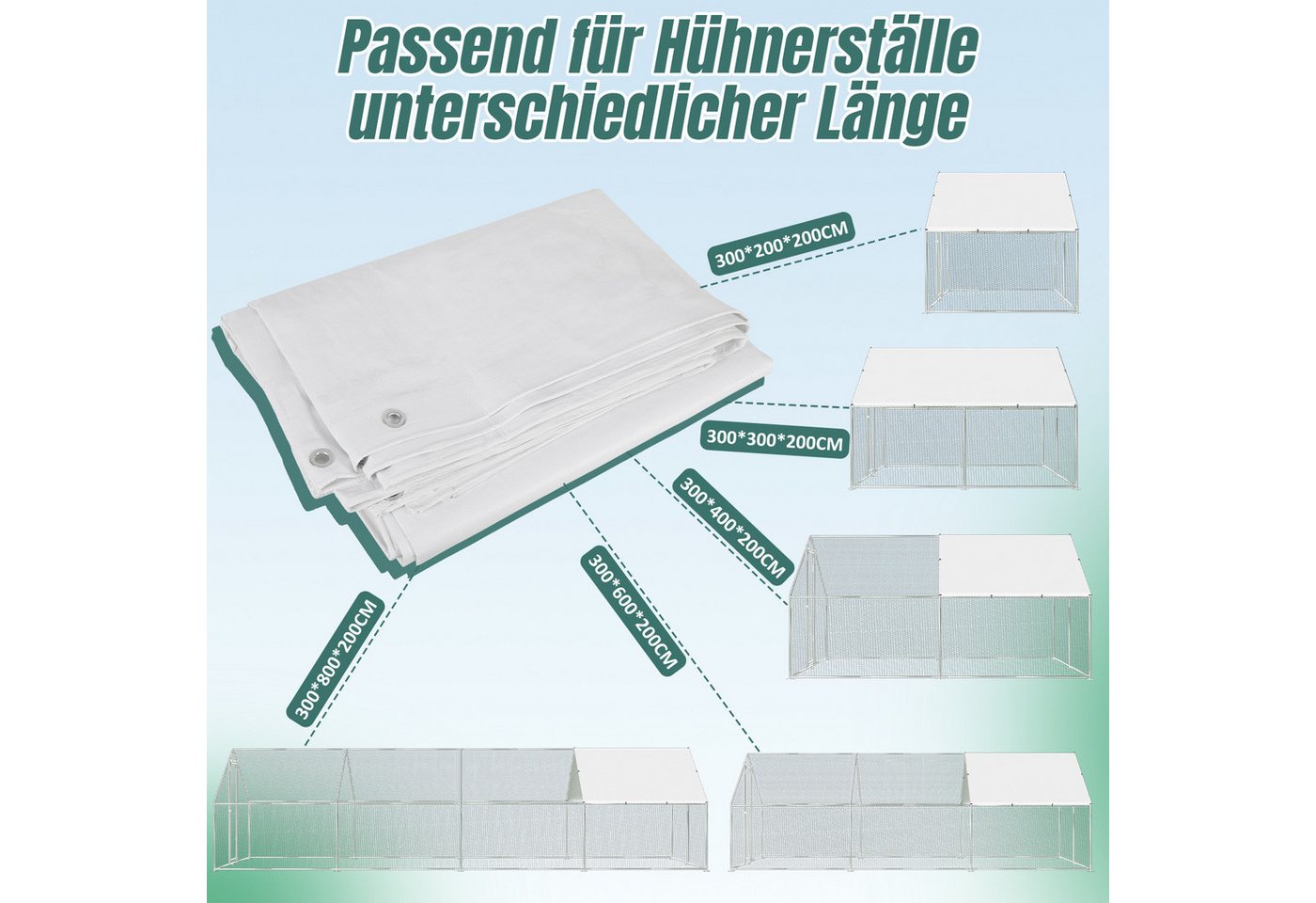 Clanmacy Hühnerstall PE-Dachplane 2x3,43m für Hühnerstall, wasser- & UV-beständig, Wasser- und UV-beständig – Bild 3 von 5