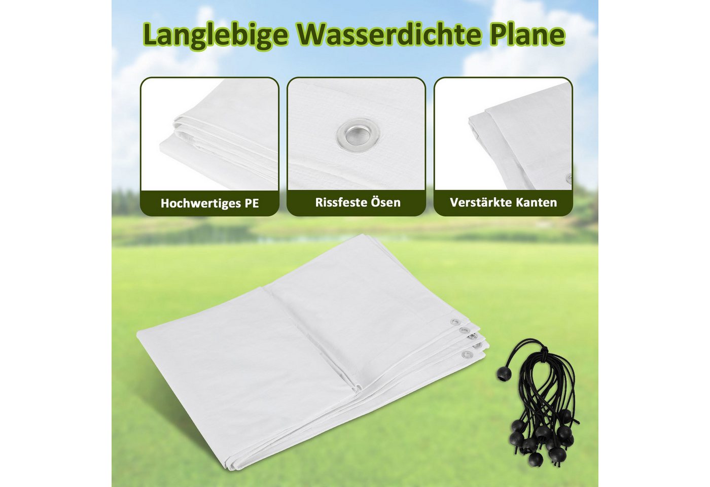 Clanmacy Hühnerstall PE-Dachplane 2x3,43m für Hühnerstall, wasser- & UV-beständig, Wasser- und UV-beständig – Bild 5 von 5
