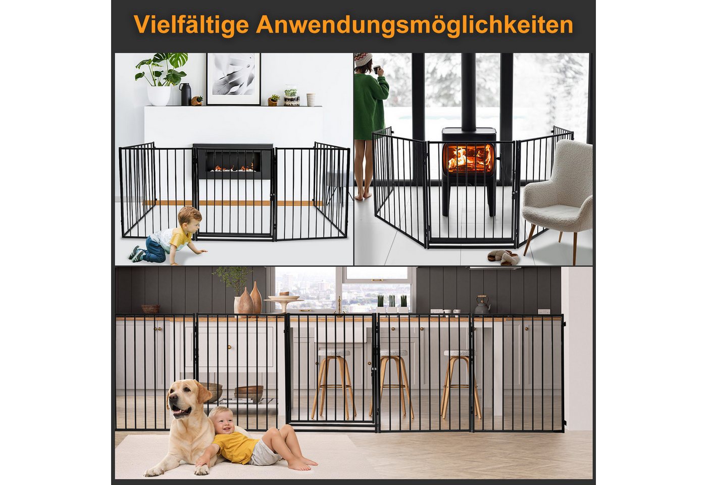 Clanmacy Kamingitter Kaminschutzgitter Kamingitter mit Ofenschutzgitter 310CM Absperrgitter – Bild 5 von 5
