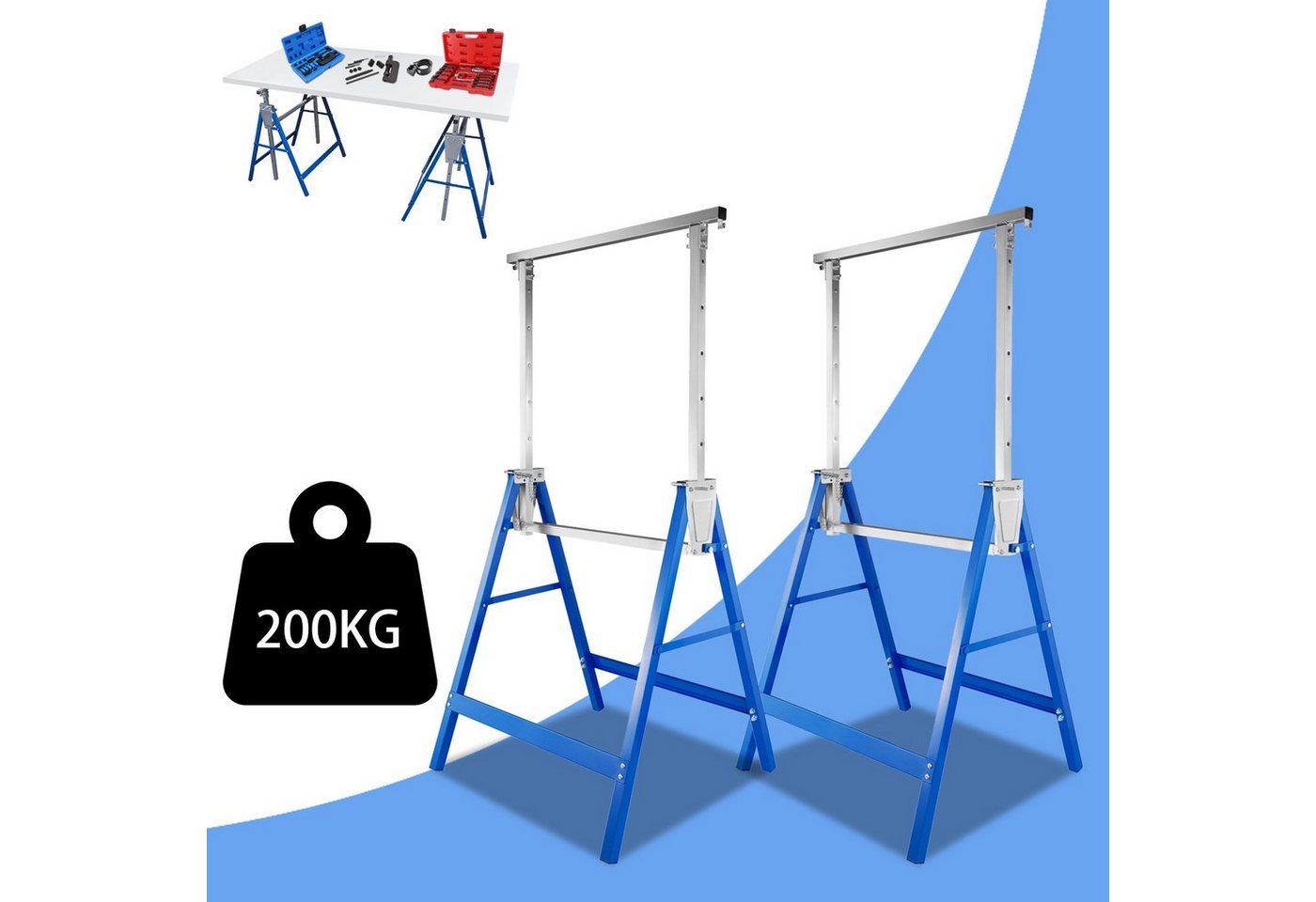 Clanmacy Klappbock Arbeitsbock 2er Set,Gerüstbock klappbar,7-fach höhenverstellbar, (2-St) – Bild 5 von 5