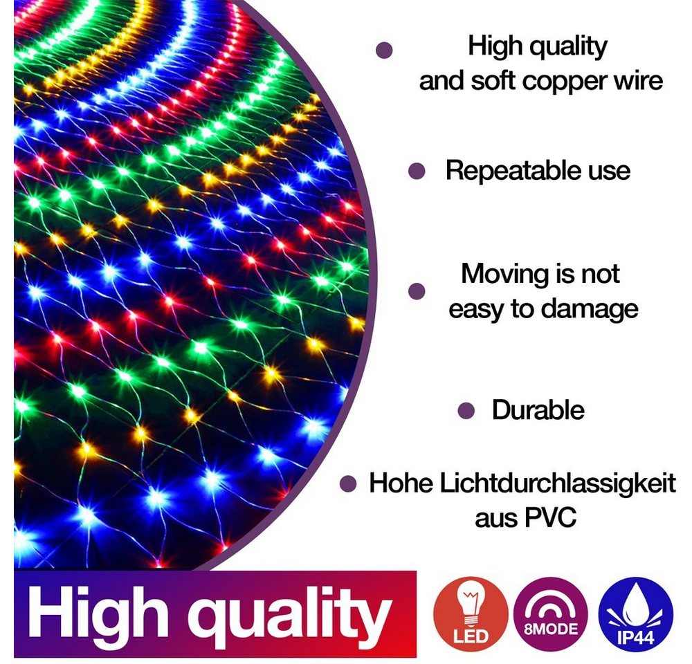Clanmacy LED-Lichternetz LED Lichternetz Lichterkette Deko Lichtervorhang – Bild 3 von 5