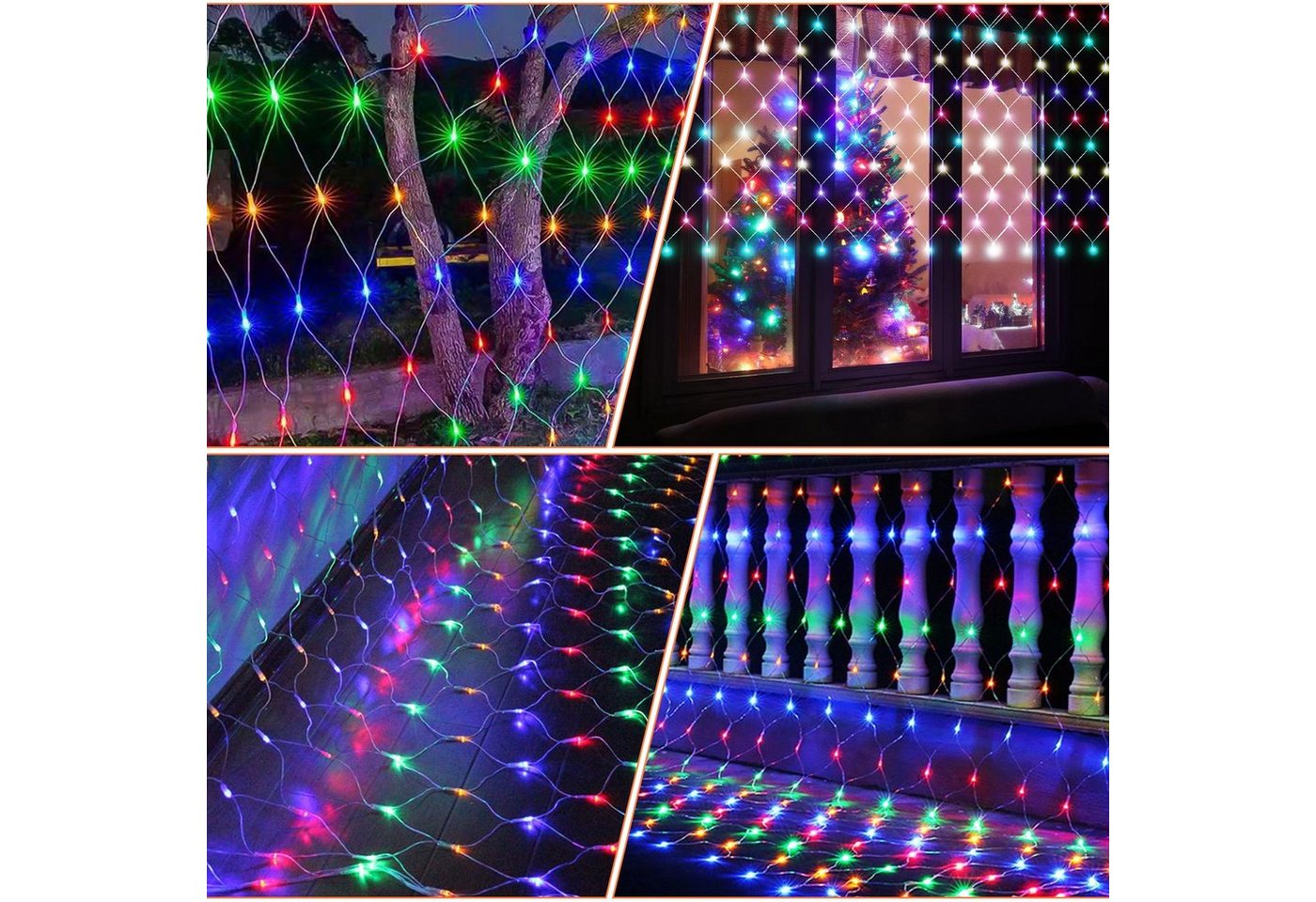 Clanmacy LED-Lichternetz LED Lichternetz Lichterkette Deko Lichtervorhang – Bild 4 von 5