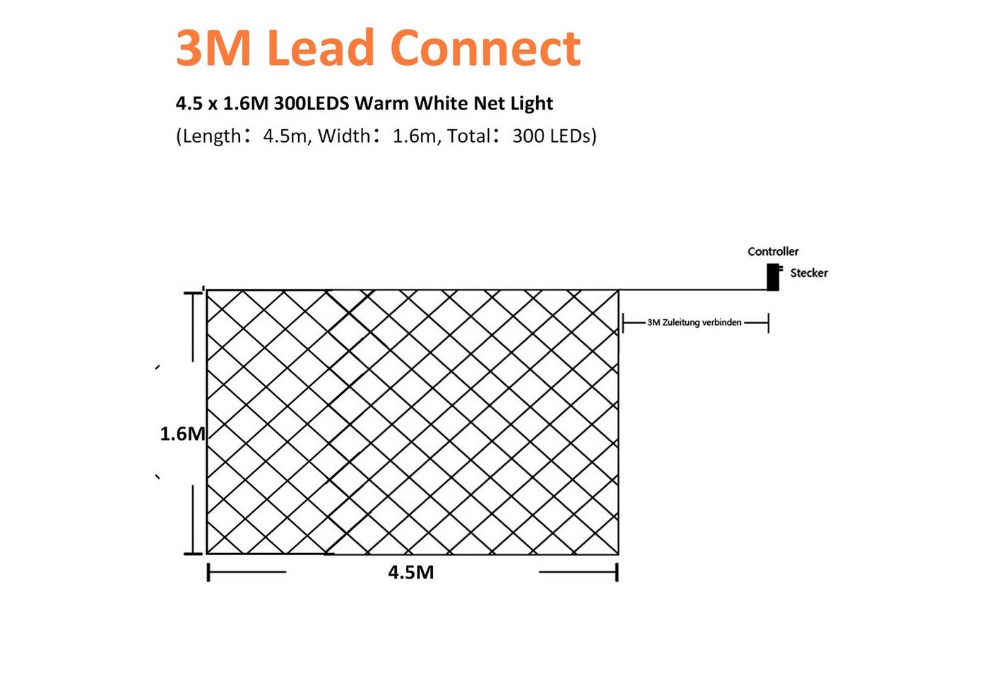 Clanmacy LED-Lichternetz LED Lichternetz Lichterkette Deko Lichtervorhang – Bild 2 von 5