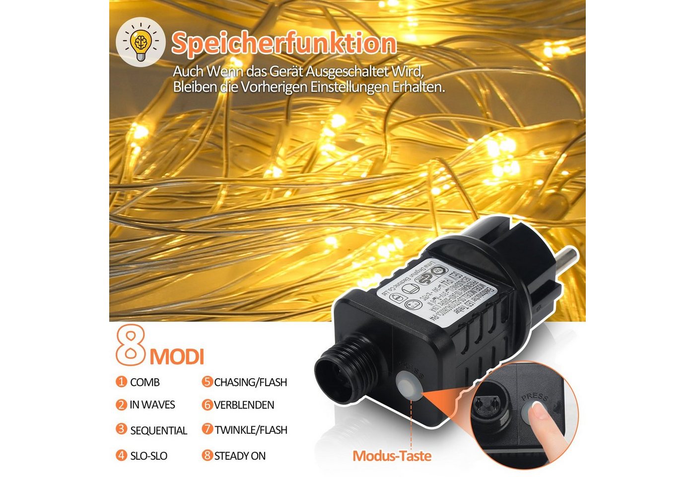 Clanmacy LED-Lichternetz LED Lichternetz Lichterkette Deko Lichtervorhang – Bild 5 von 5