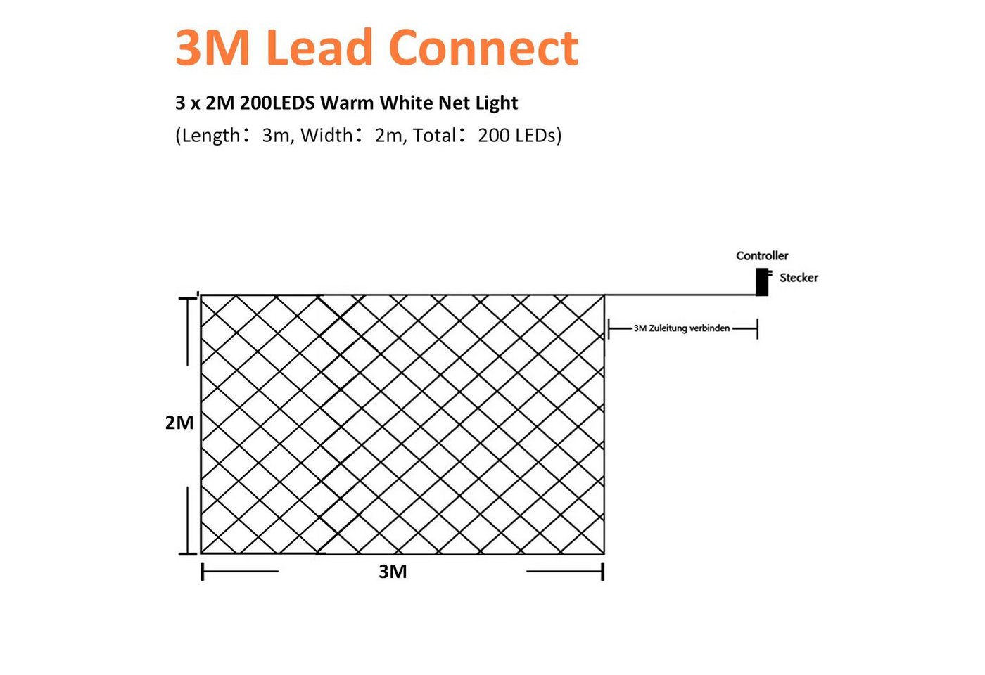 Clanmacy LED-Lichternetz LED Lichternetz Lichterkette Deko Lichtervorhang – Bild 2 von 5