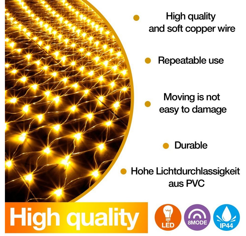 Clanmacy LED-Lichternetz LED Lichternetz Lichterkette Deko Lichtervorhang – Bild 4 von 5