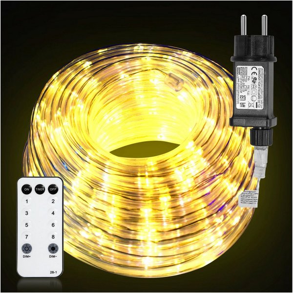 Clanmacy LED-Lichterschlauch LED Lichterschlauch Lichterkette 8 Modi IP65 Wasserdicht Warmweiß 10M