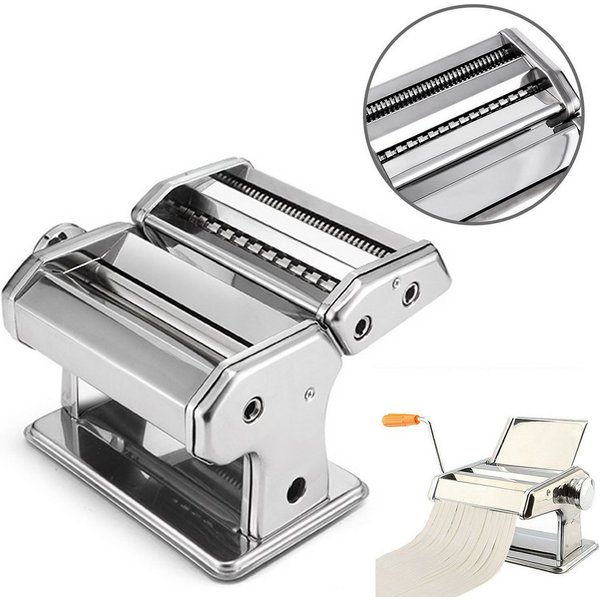 Clanmacy Nudelmaschine Edelstahl Pasta Maker, 7 Einstellbare Dicke, Pastamaschine
