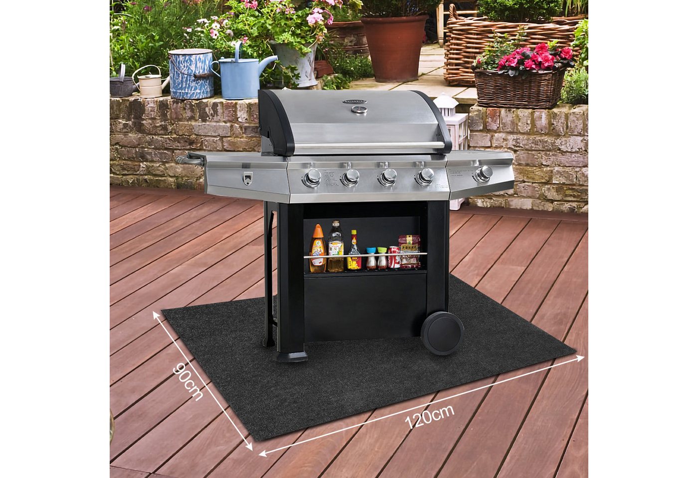 Clanmacy Outdoorteppich BBQ Matte Grillteppich Grillmatte Outdoormatte Unterlage 90x120cm – Bild 2 von 5