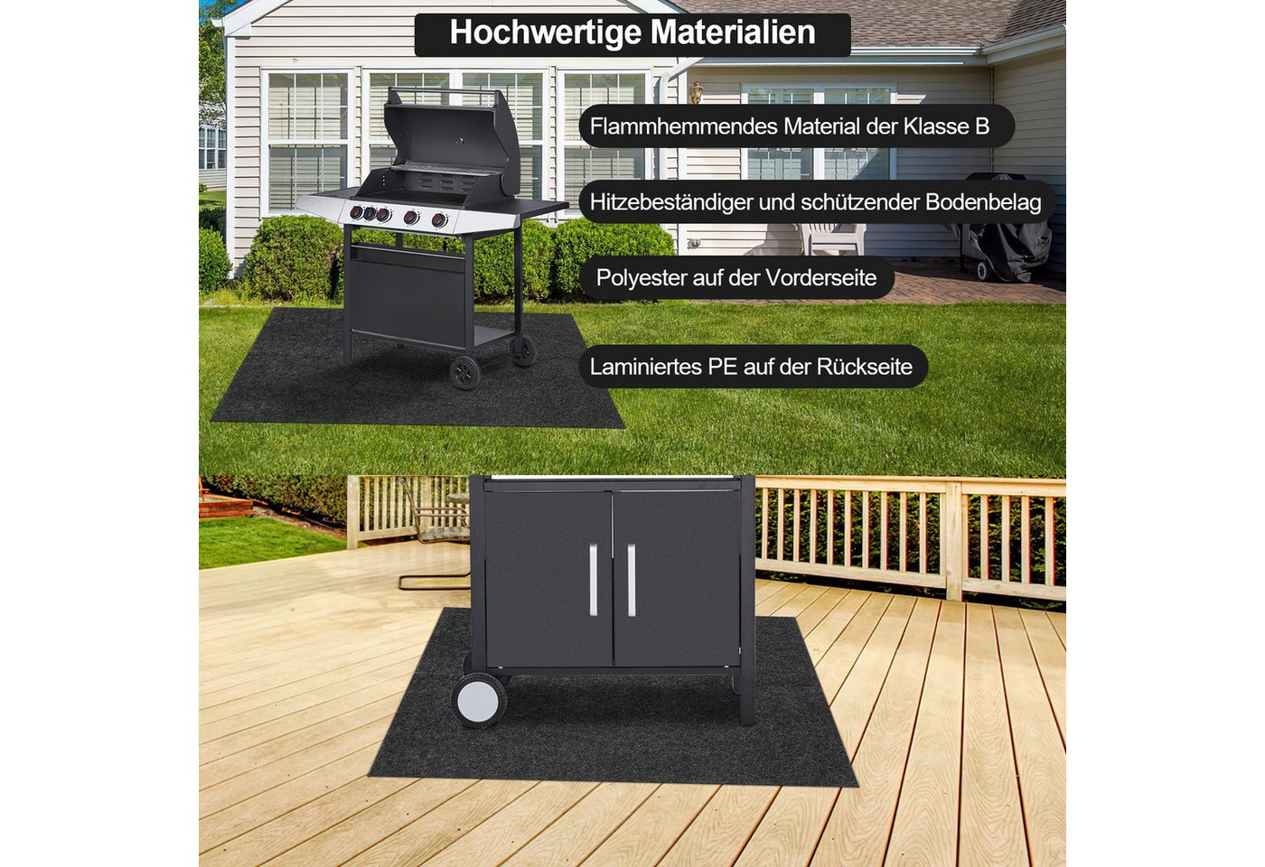 Clanmacy Outdoorteppich BBQ Matte Grillteppich Grillmatte Outdoormatte Unterlage 90x120cm – Bild 4 von 5