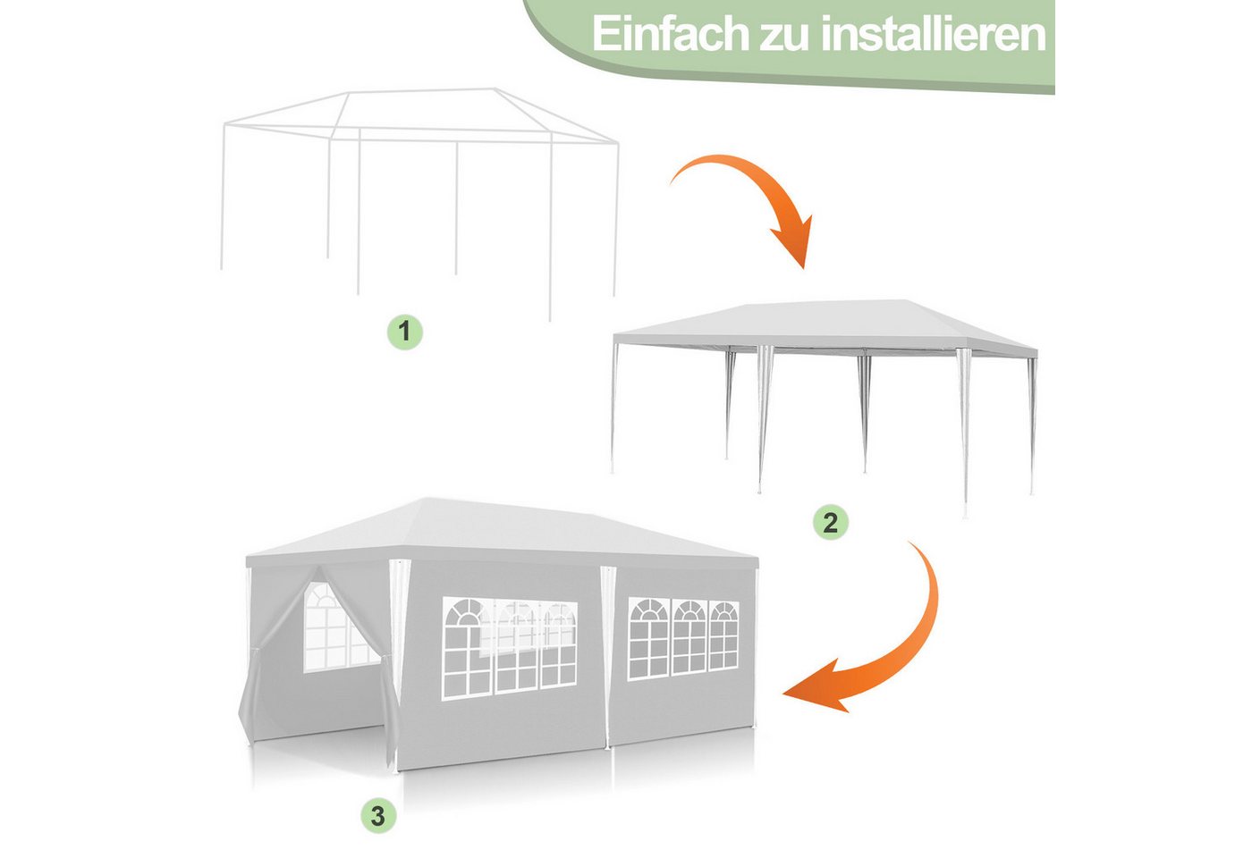 Clanmacy Pavillon 3x6m Pavillon, Garten Festzelt Gartenzelt Wasserdicht, UV-Schutz – Bild 4 von 5