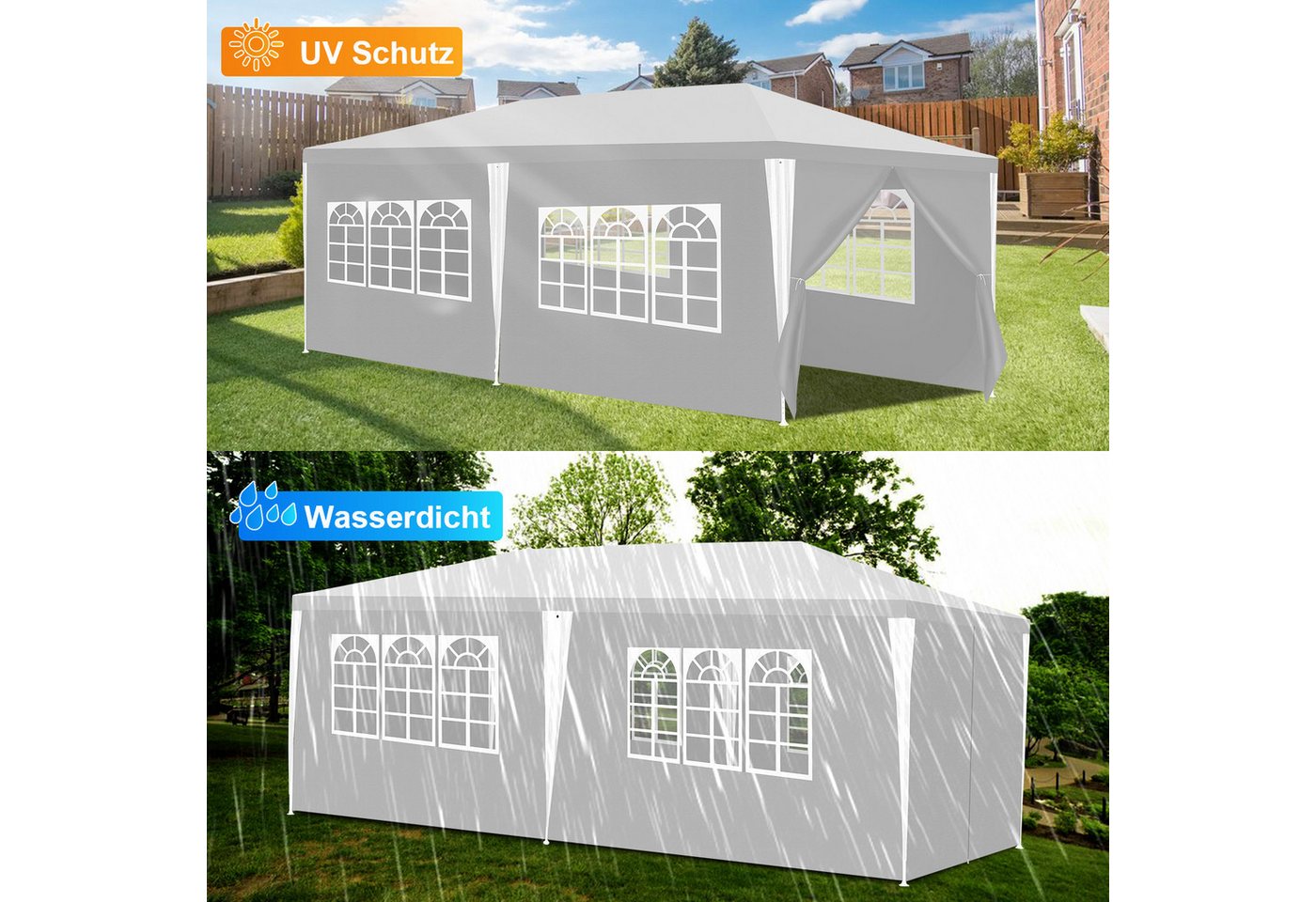 Clanmacy Pavillon 3x6m Pavillon, Garten Festzelt Gartenzelt Wasserdicht, UV-Schutz – Bild 5 von 5