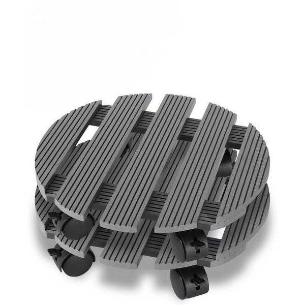 Clanmacy Pflanzenroller 2x Pflanzenroller Blumenroller Blumentopfuntersetzer Grau Rund