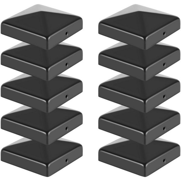 Clanmacy Pfostenkappe 10x Pfostenkappe Pyramide 91X91mm Zaunkappe für Pfosten Schwarz