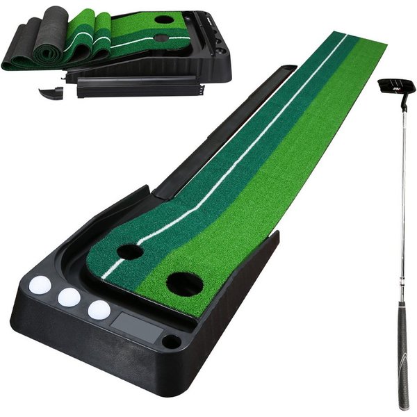Clanmacy Puttingmatte Golf Puttingmatte Golfmatte Golf Übungsmatte Ball Rückkehr System (1-St)