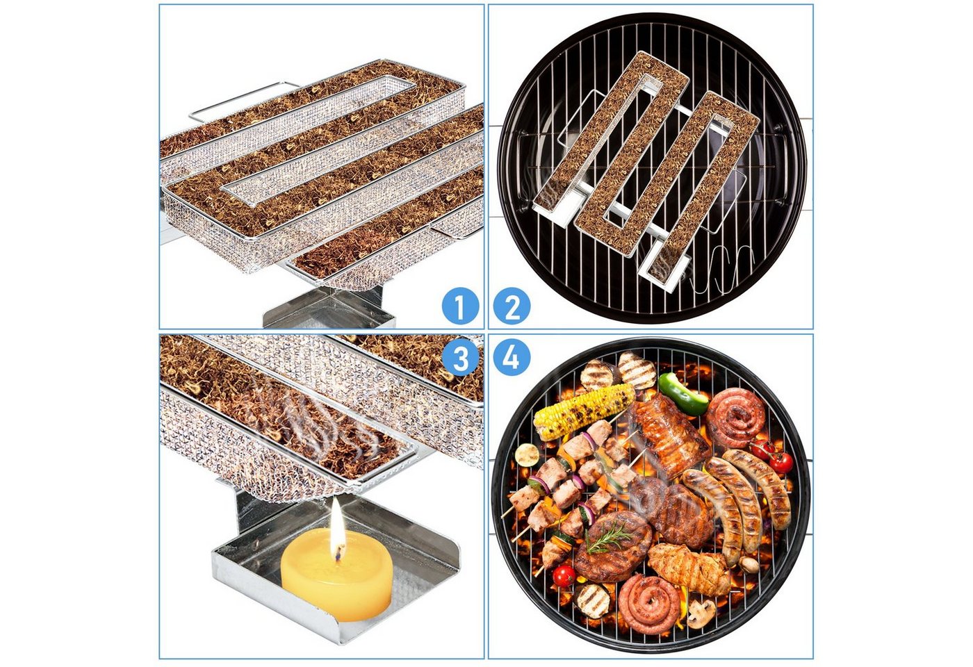 Clanmacy Räucherbox BBQ Kaltrauchgenerator Kaltraucherzeuger für Grill Kaltraucherzeuger Edelstahlmaterial/Bequemer Griff – Bild 5 von 5
