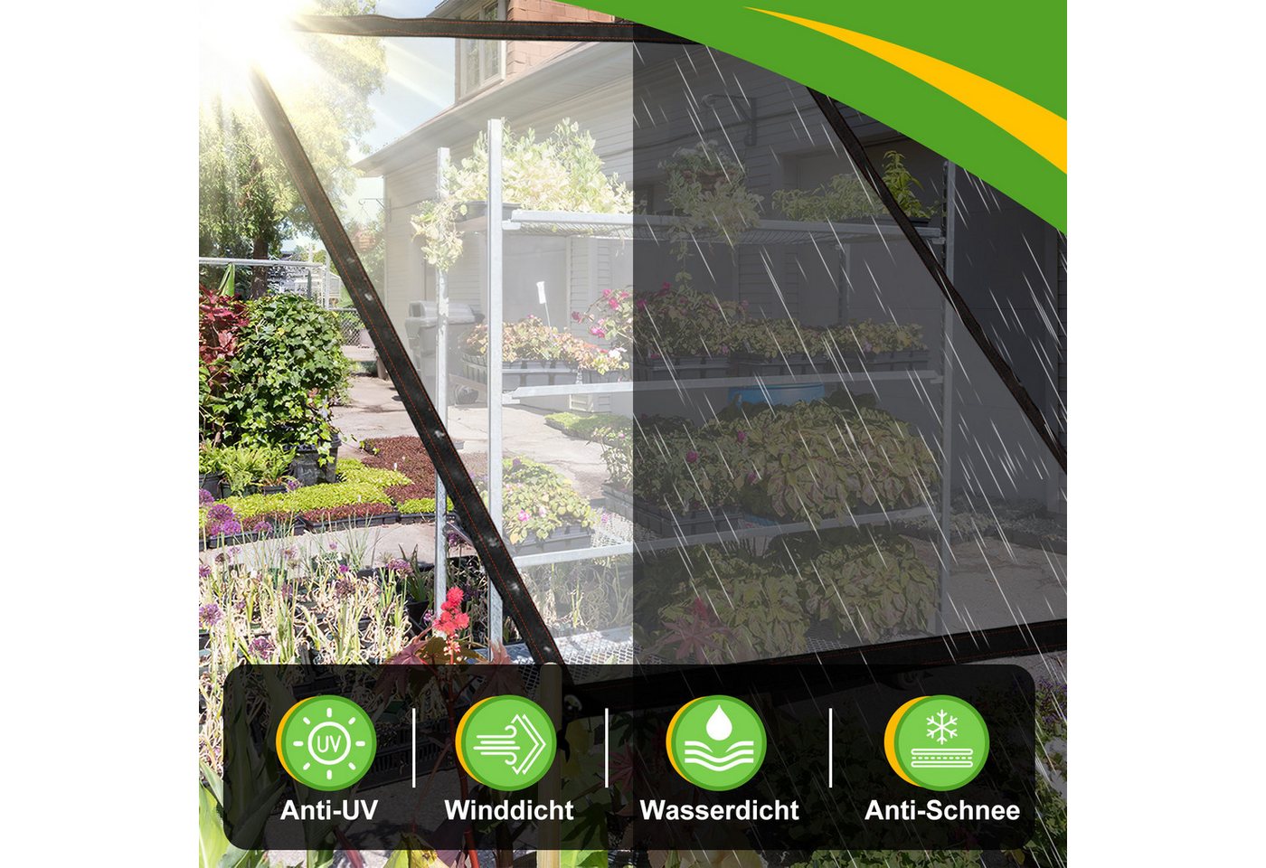 Clanmacy Schutzplane PVC transparente Plane Abdeckplane mit Ösen und Seil (für Terrasse Pavillon Gewächshaus), wasserdichte Plane Windschutz Regenschutz – Bild 3 von 5