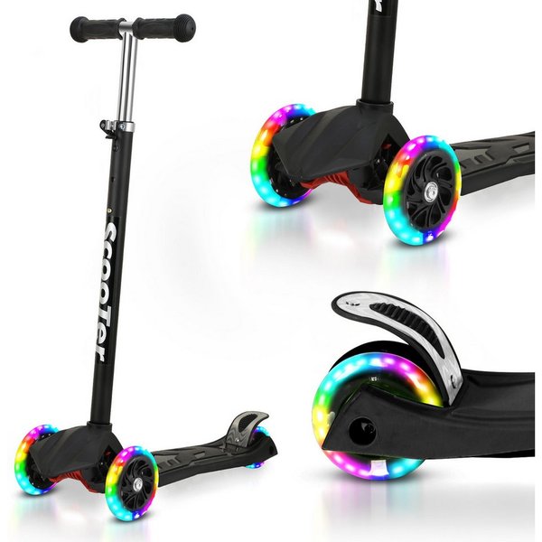 Clanmacy Scooter Kinderroller Tretroller LED-Räder bis 50 kg Höhenverstellbar