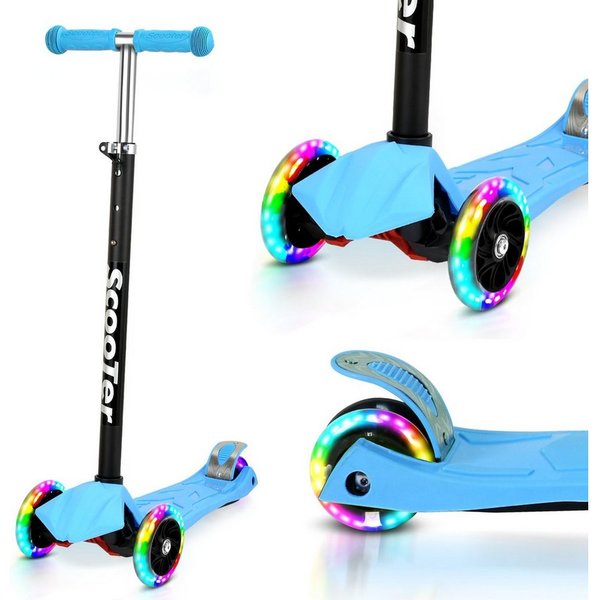 Clanmacy Scooter Kinderroller Tretroller LED-Räder bis 50 kg Höhenverstellbar