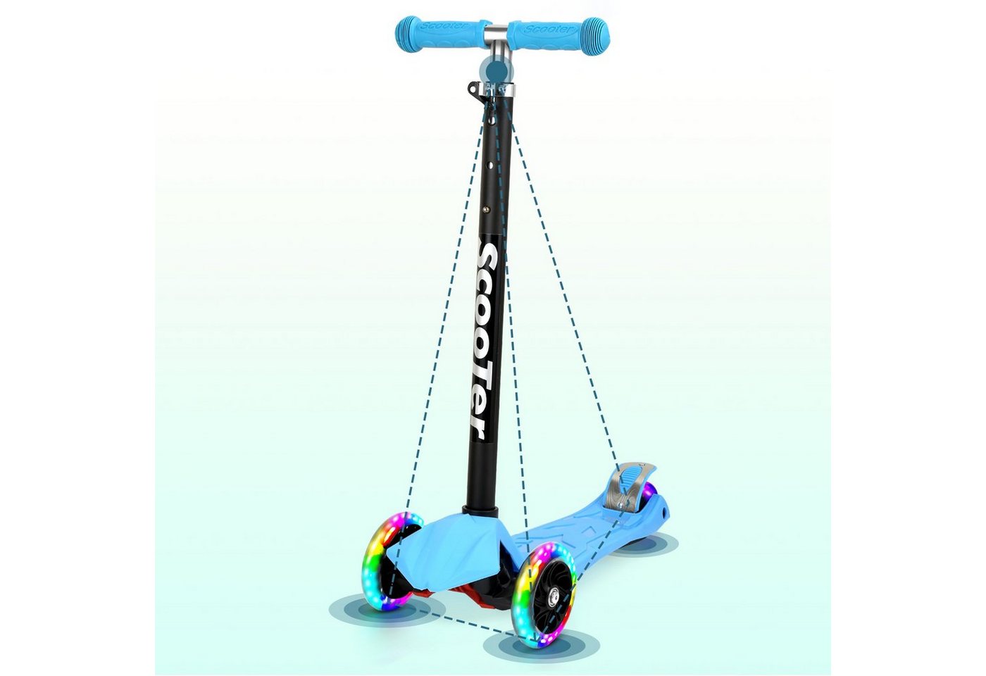 Clanmacy Scooter Kinderroller Tretroller LED-Räder bis 50 kg Höhenverstellbar – Bild 5 von 5