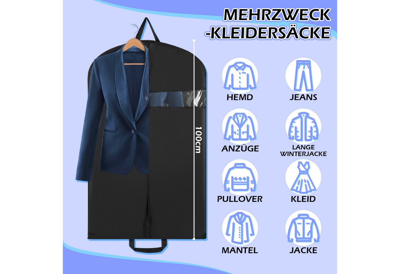 Clanmacy Sitzsack Kleidersack Schutzhülle Kleidertasche Deluxe Reisesack Kleiderhülle (10 St) – Bild 2 von 5