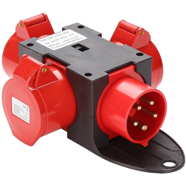 Clanmacy Stromverteiler Baustromverteiler CEE Stromverteiler Adapter 3x 400V/16A Verteiler CEE
