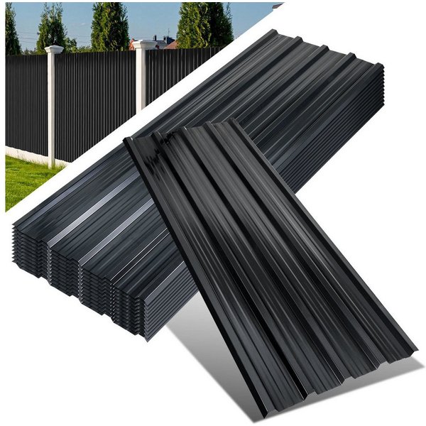 Clanmacy Trapezblech Trapezblech 36er Set Profilblech Trapezblech mit Handschuhe 21m², 129x46x0.25 mm (Set 36-St) UV-Schutz, Wasserfest, Wetterfest, Rostresiste