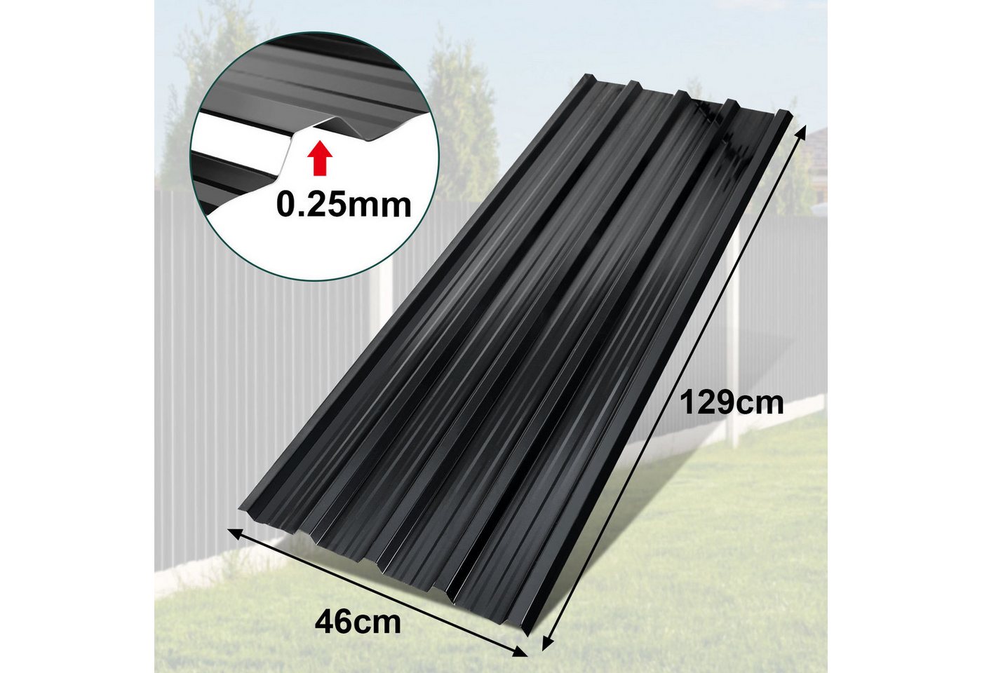 Clanmacy Trapezblech Trapezblech 36er Set Profilblech Trapezblech mit Handschuhe 21m², 129x46x0.25 mm (Set 36-St) UV-Schutz, Wasserfest, Wetterfest, Rostresiste – Bild 2 von 5