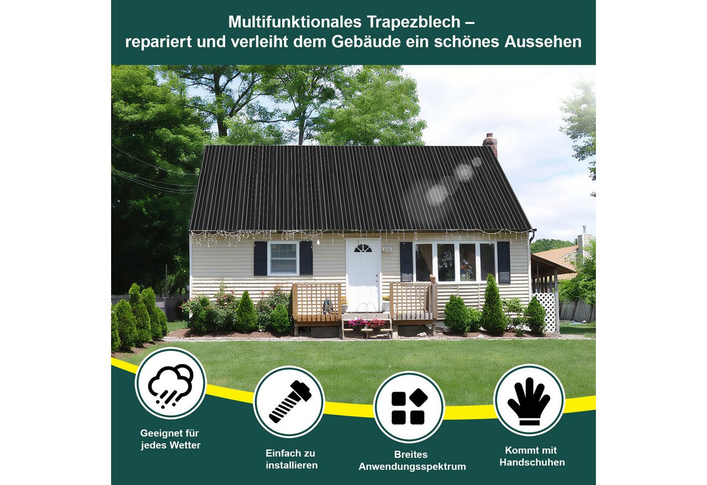 Clanmacy Trapezblech Trapezblech 36er Set Profilblech Trapezblech mit Handschuhe 21m², 129x46x0.25 mm (Set 36-St) UV-Schutz, Wasserfest, Wetterfest, Rostresiste – Bild 3 von 5