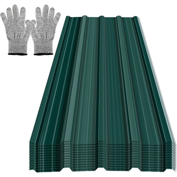 Clanmacy Trapezblech Deckenplatten 12st 129x46cm 7 Wellplatte Dachpaneele Profilblech, 129x46x0.25 mm (Set 12-St) UV-Schutz, Wasserfest, Wetterfest, Rostresiste