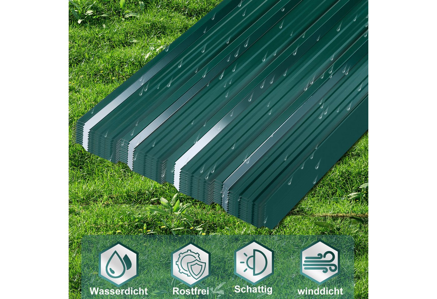Clanmacy Trapezblech Deckenplatten 12st 129x46cm 7 Wellplatte Dachpaneele Profilblech, 129x46x0.25 mm (Set 12-St) UV-Schutz, Wasserfest, Wetterfest, Rostresiste – Bild 4 von 5