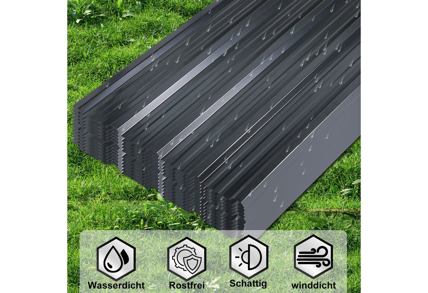 Clanmacy Trapezblech Deckenplatten 12st 129x46cm 7 Wellplatte Dachpaneele Profilblech, 129x46x0.25 mm (Set 12-St) UV-Schutz, Wasserfest, Wetterfest, Rostresiste – Bild 4 von 5