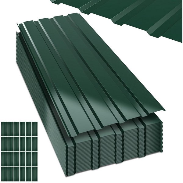 Clanmacy Trapezblech Deckenplatten 24st 115x45cm 12 Wellplatte Dachpaneele Profilblech, 115x45x0.25 mm (Set 24-St) UV-Schutz, Wasserfest, Wetterfest, Rostresist