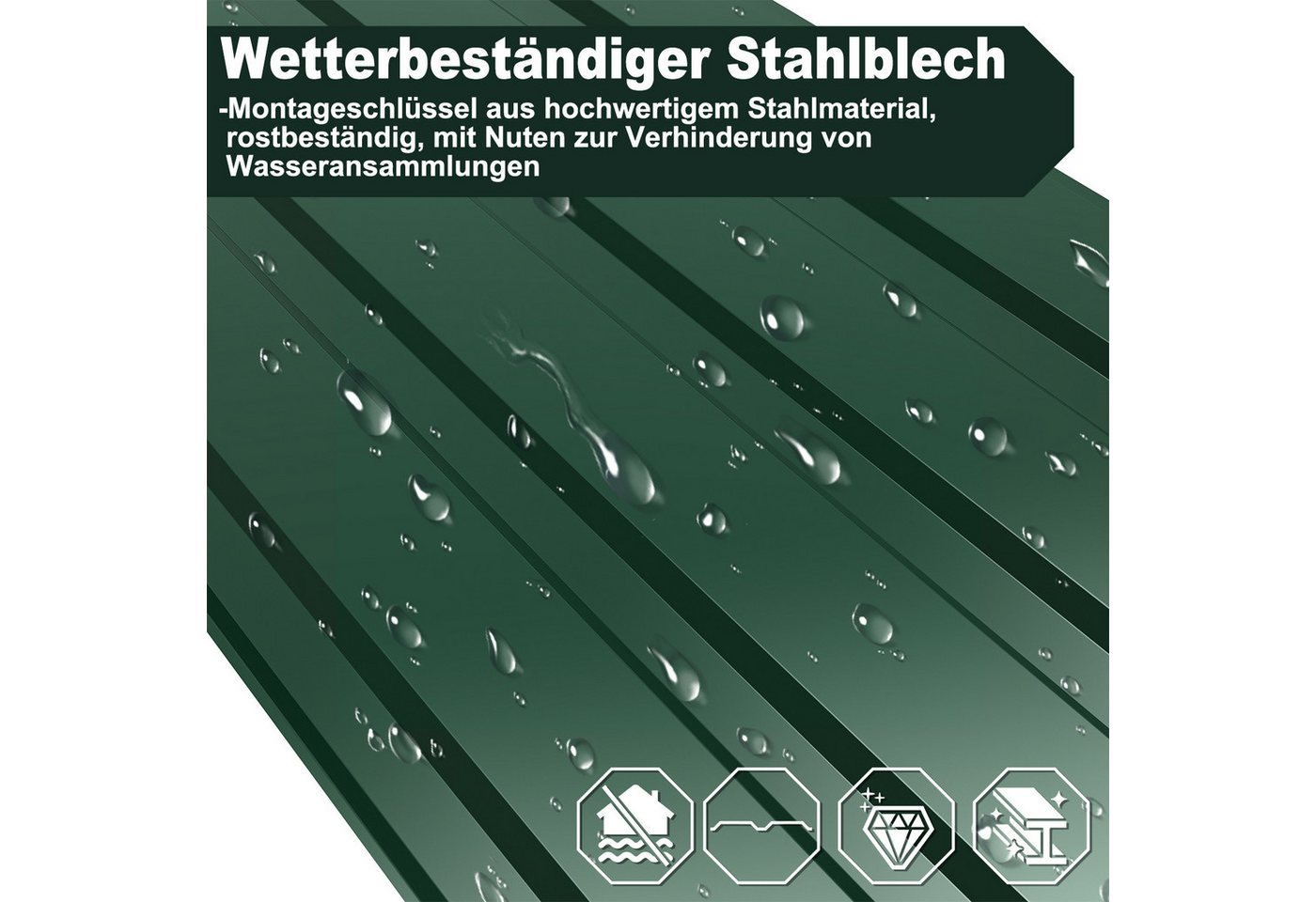Clanmacy Trapezblech Deckenplatten 24st 115x45cm 12 Wellplatte Dachpaneele Profilblech, 115x45x0.25 mm (Set 24-St) UV-Schutz, Wasserfest, Wetterfest, Rostresist – Bild 5 von 5