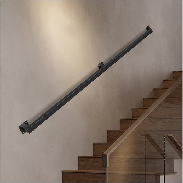 Clanmacy Treppengeländer 150 cm Schwarz, aus Eisen, 30 x 30 mm, zweiteilig, für Treppe und Flur