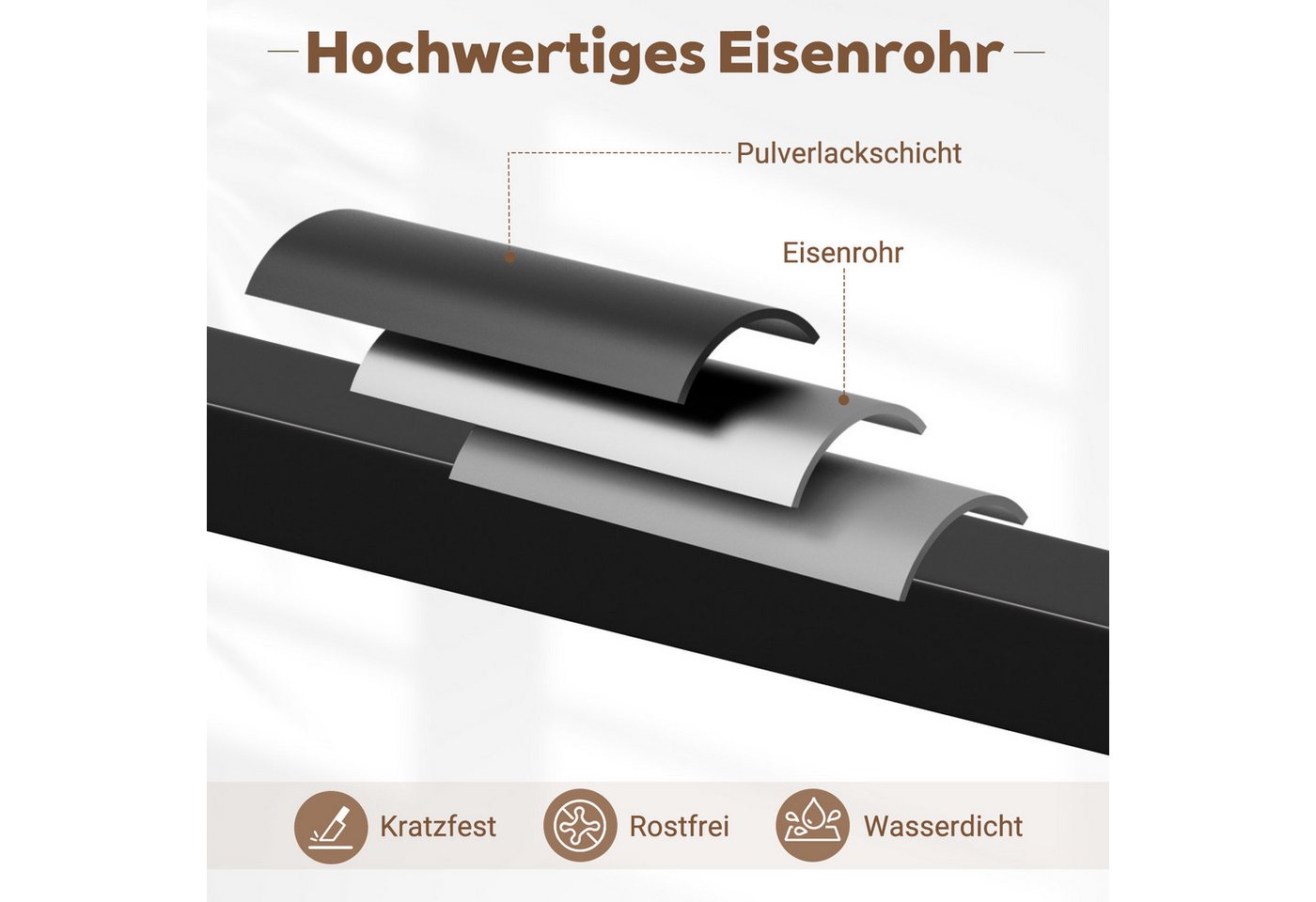 Clanmacy Treppengeländer 150 cm Schwarz, aus Eisen, 30 x 30 mm, zweiteilig, für Treppe und Flur – Bild 4 von 5