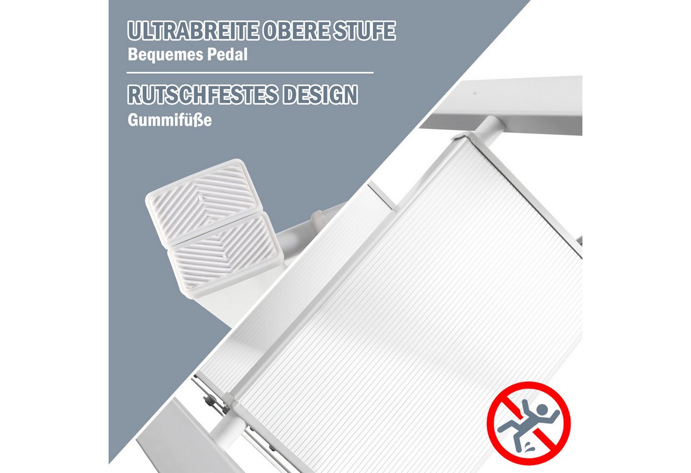 Clanmacy Trittleiter Stehleiter Trittleiter klappleiter 3 Stufen Haushaltsleiter Weiß – Bild 4 von 5