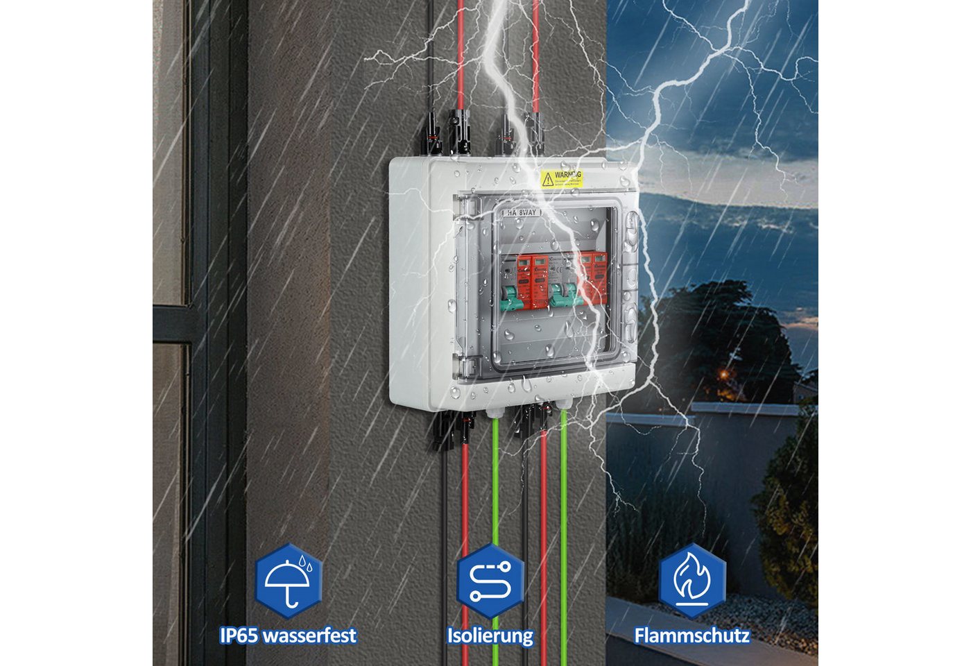 Clanmacy Verteilerbox Solar Anschlusskasten Überspannungsschutz PV DC 2-Strings Photovoltaik – Bild 4 von 5