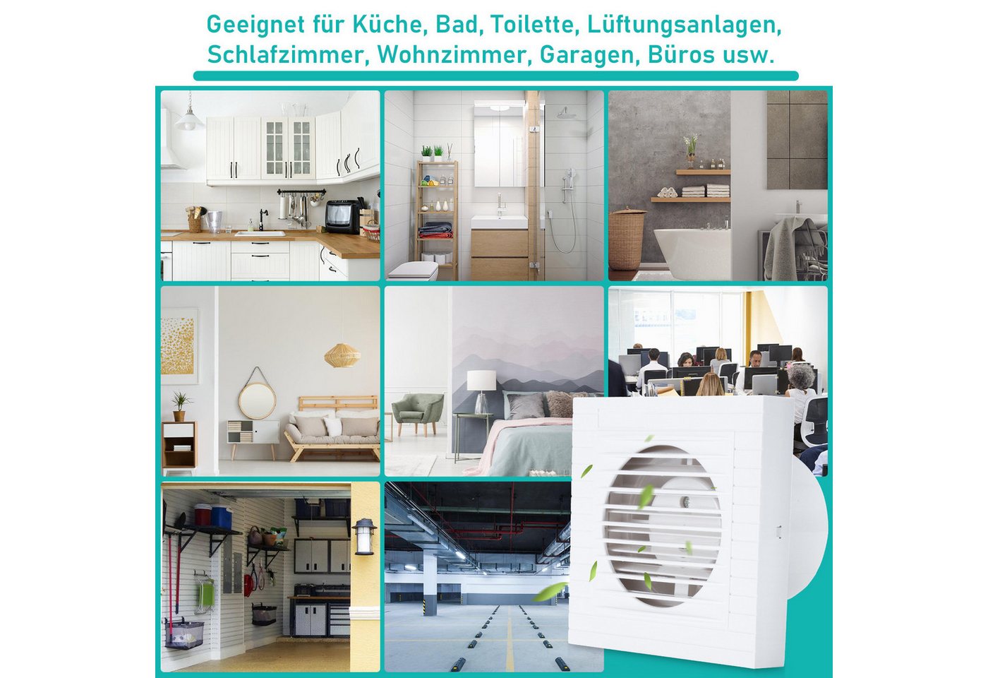 Clanmacy Wandventilator Badlüfter 100/150mm Ventilator Wandlüfter Mit Rückflussleitblech – Bild 3 von 5