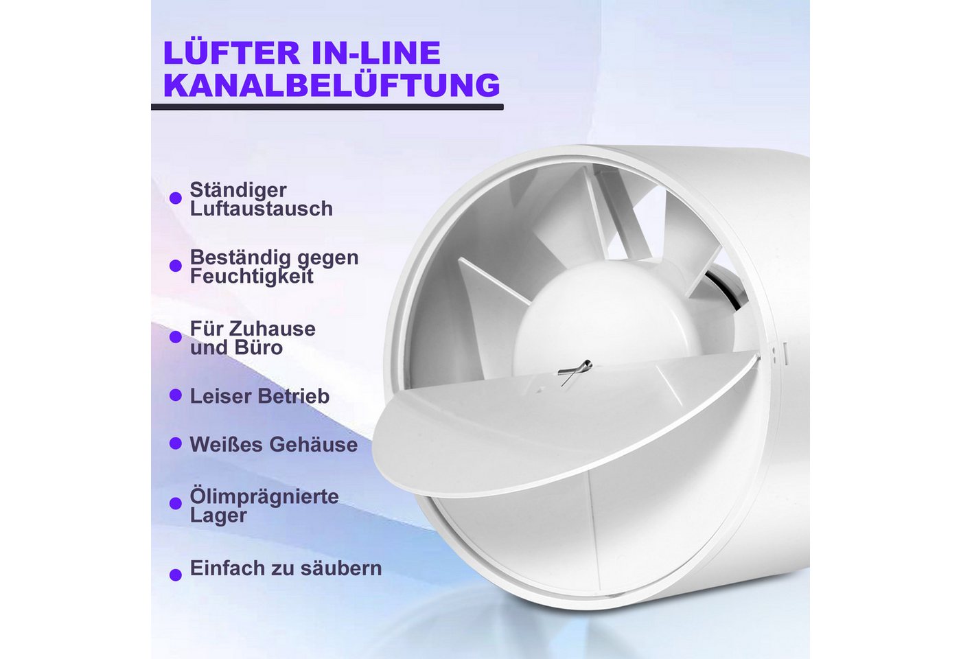 Clanmacy Wandventilator Rohrventilator Ø100mm Inline-Abluftventilator Rohrlüfter Leise 12W – Bild 2 von 5