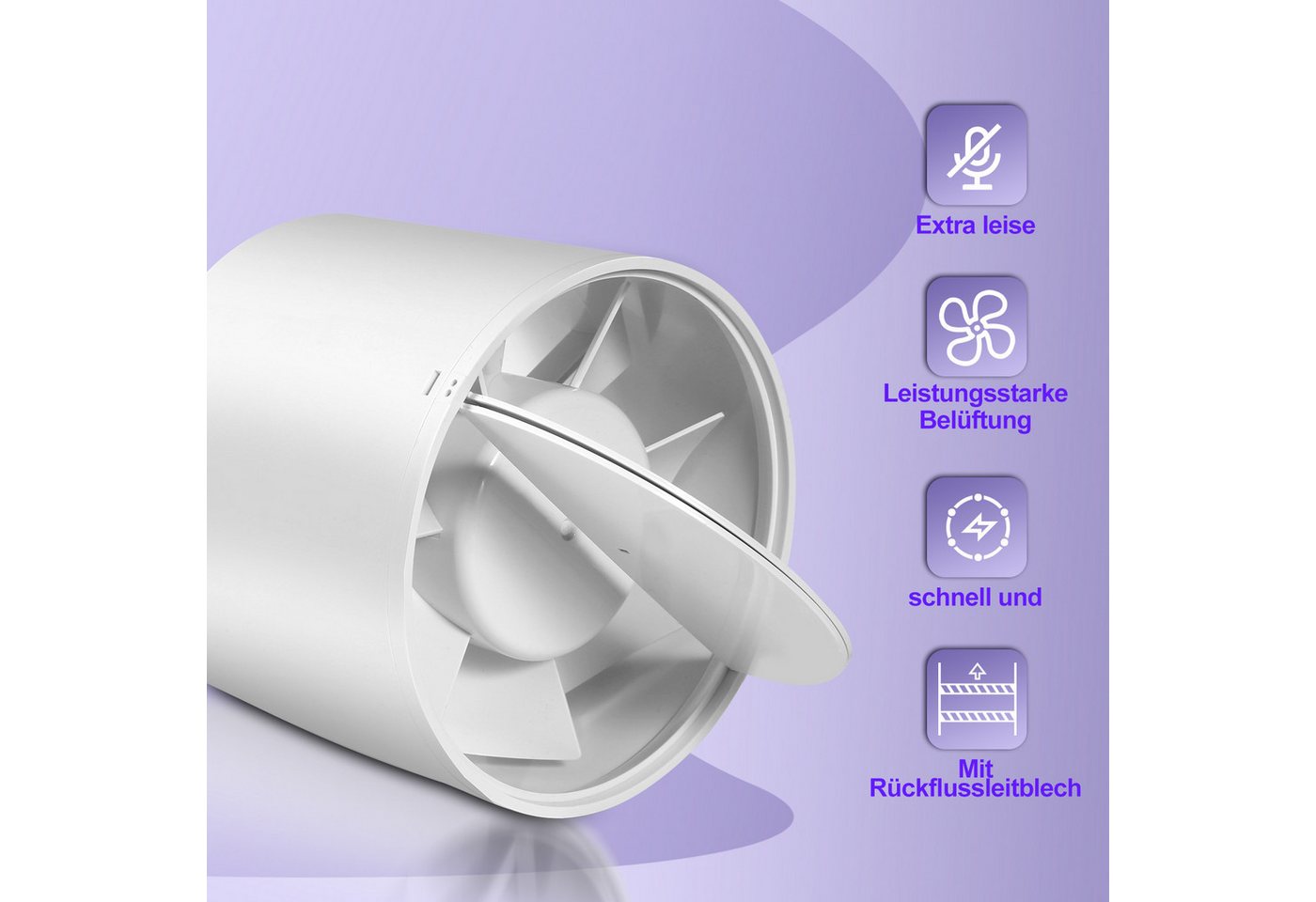 Clanmacy Wandventilator Rohrventilator Ø100mm Inline-Abluftventilator Rohrlüfter Leise 12W – Bild 4 von 5