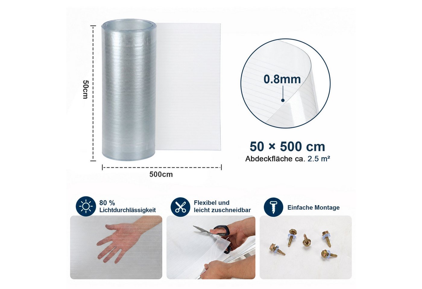 Clanmacy Wellplatte Dachplatte, flexible Lichtplatte, Maße: 50 × 500 cm – Bild 2 von 5