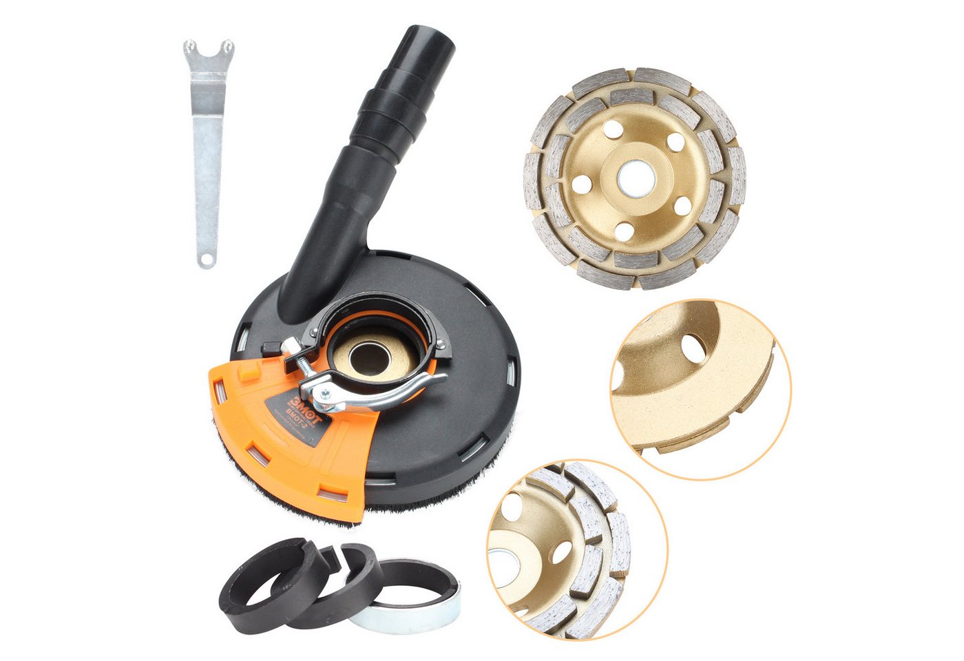 Clanmacy Winkelschleifer Absaughaube Set für Winkelschleifer mit Bürstenkranz 115/125 mm, (Set), für Winkelschleifer Professional Diamantschleiftopf – Bild 3 von 5