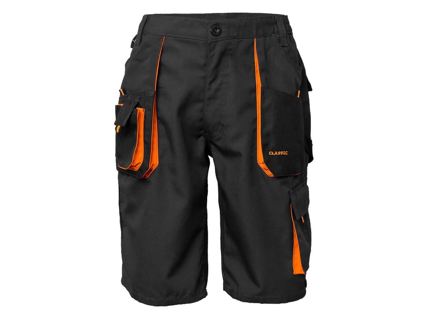 Classic Arbeitsshorts Kurze-Arbeitshose Shorts Cargo-Schutzhose Sommer Schwarz-Orange – Bild 2 von 5