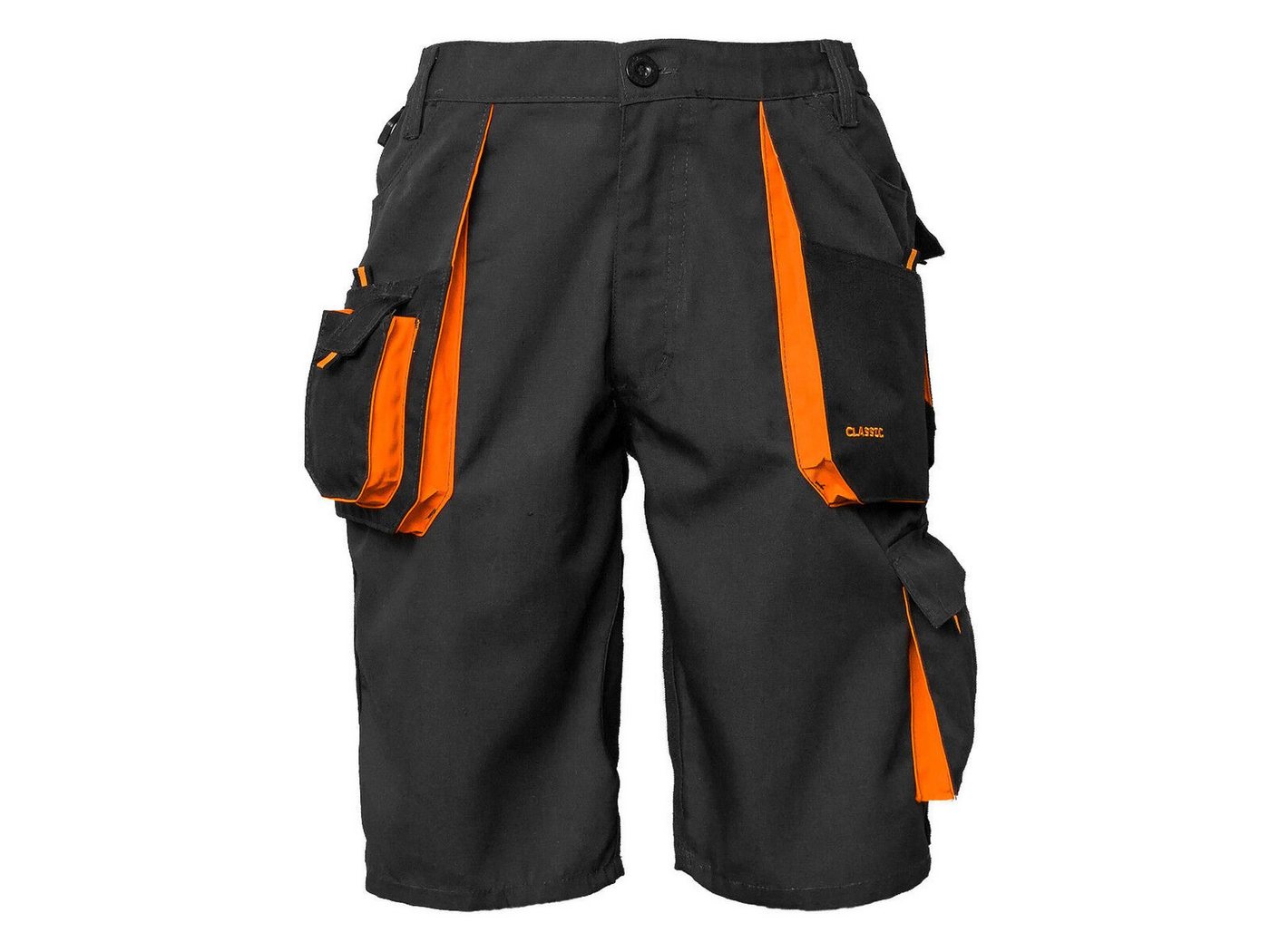 Classic Arbeitsshorts Kurze-Arbeitshose Shorts Cargo-Schutzhose Sommer Schwarz-Orange – Bild 3 von 5
