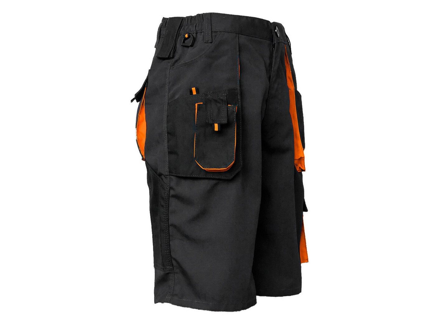 Classic Arbeitsshorts Kurze-Arbeitshose Shorts Cargo-Schutzhose Sommer Schwarz-Orange – Bild 4 von 5
