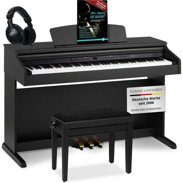 Classic Cantabile Digitalpiano DP-50 E-Piano Set mit 88 Tasten Hammermechanik (Spar-Set, inkl. Klavierbank, Kopfhörer & Schule), Klavier, Layer-, Split-, Twin-P